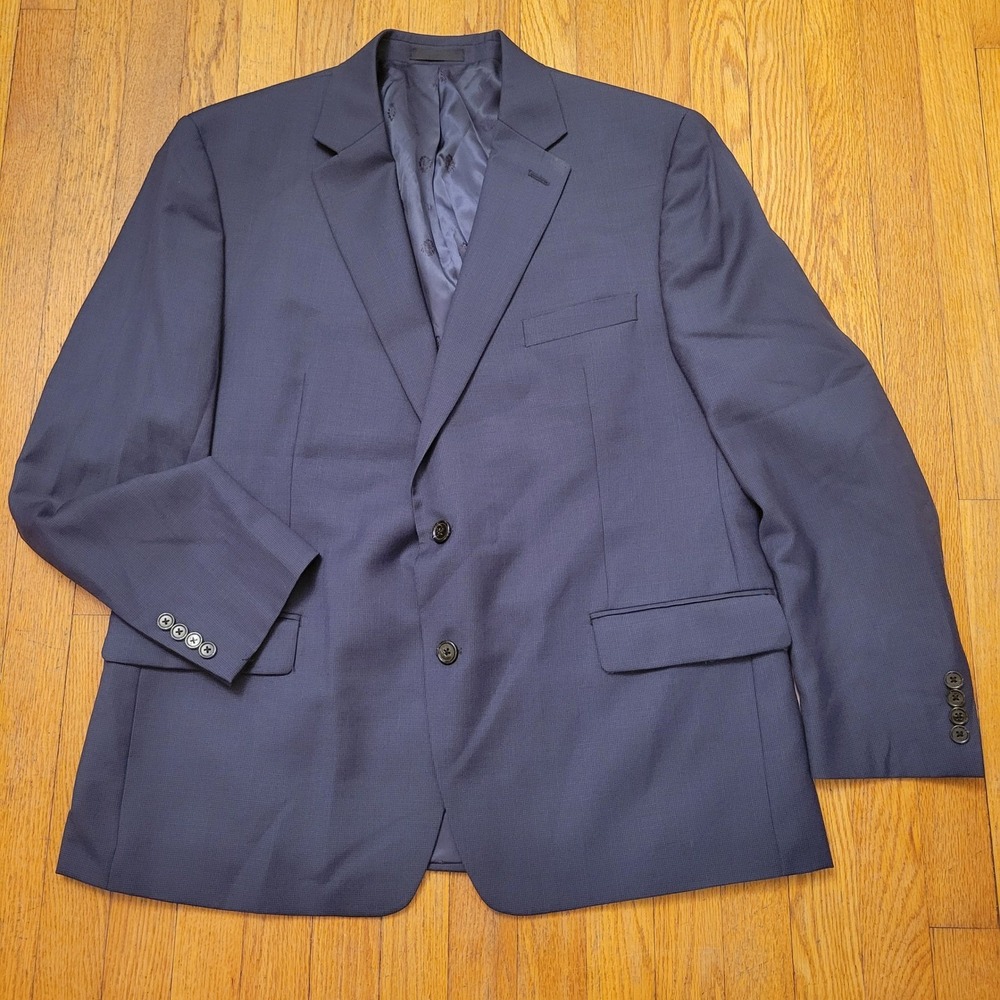 Ralph Lauren 46R Blazer Blue Wool Natural Stretch Classic Preppy Academia Jacket